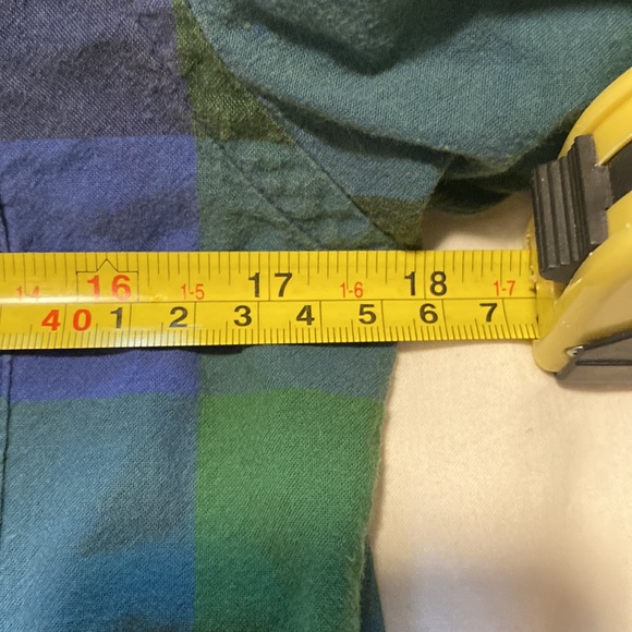 J. Crew madras cotton short sleeve button down shirt green and blue plaid - Picture 7 of 7